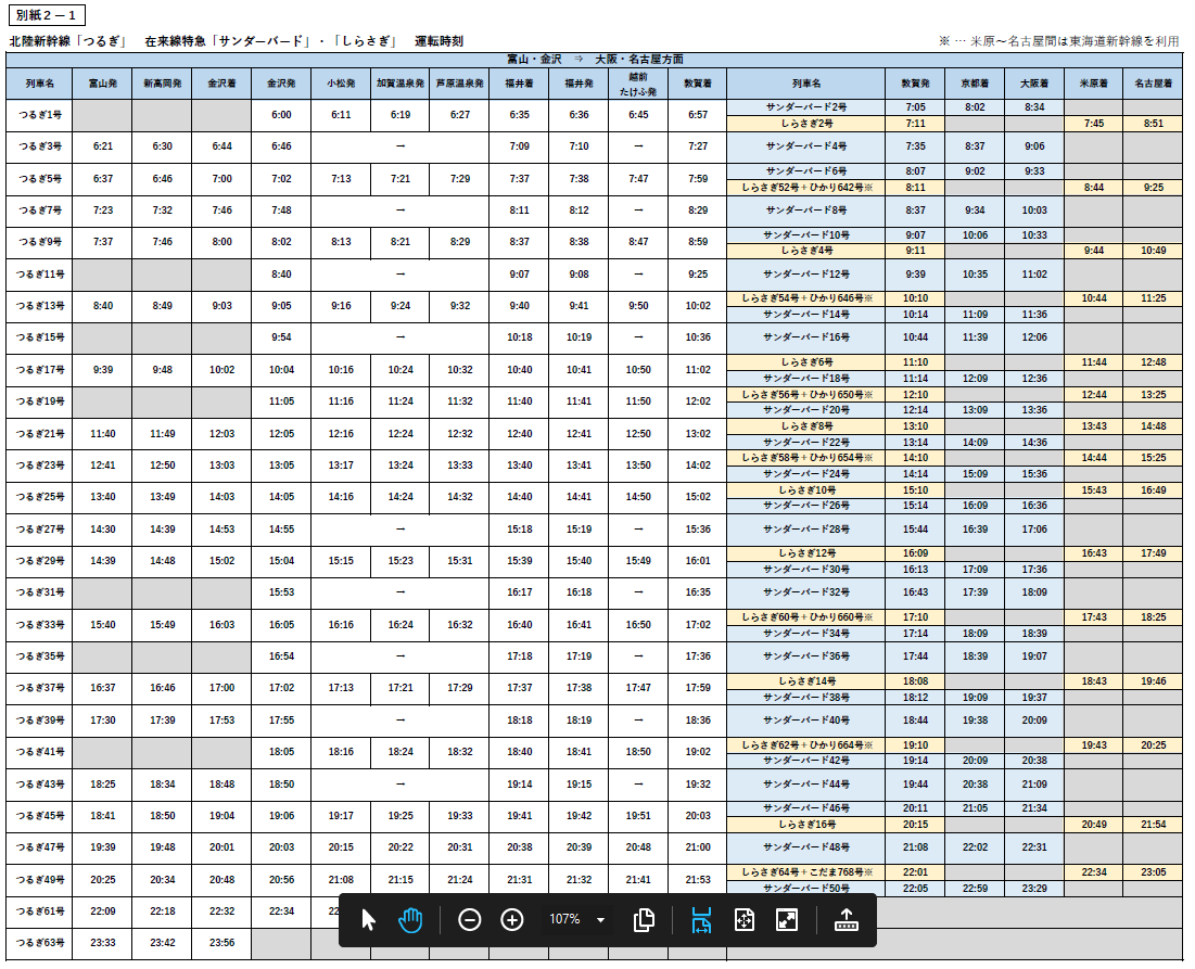 北陸新幹線福井県内各駅時刻表（2023年12月15日発表分）│てるふあい